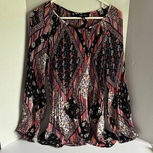 Melissa Paige Pink and Black Geometric Blouse